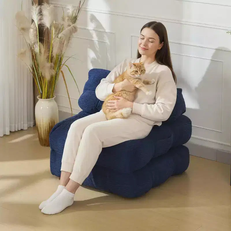 Canapé-lit pliant (lot de 2), fauteuil convertible avec oreiller et support ergonomique, portable et lavable en machine – Idéal pour le salon et la chambre