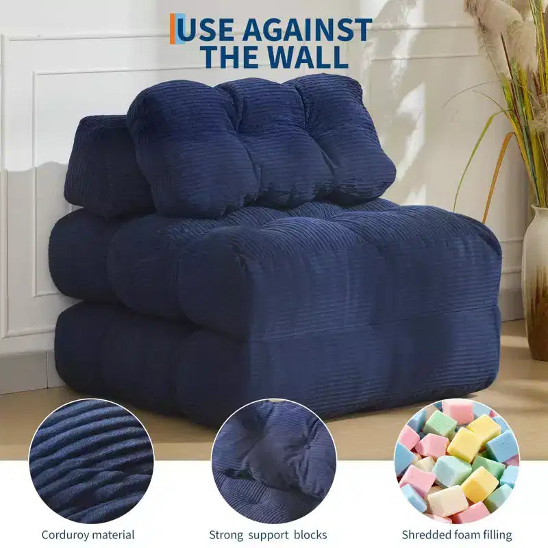 Canapé-lit pliant (lot de 2), fauteuil convertible avec oreiller et support ergonomique, portable et lavable en machine – Idéal pour le salon et la chambre
