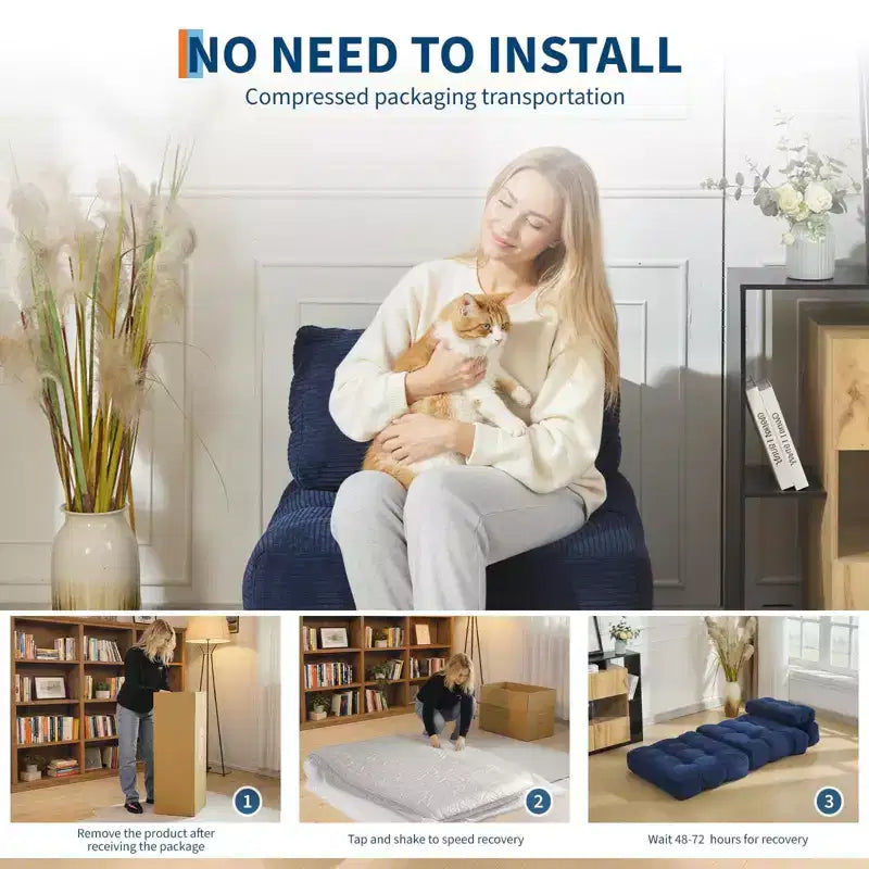 Divano Letto Pieghevole Confezione da 2, Poltrona Letto Convertibile con Cuscino e Supporto Ergonomico, Portatile e Lavabile in Lavatrice Ideale per Soggiorno e Camera da Letto