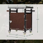 Carrello per grill da esterno portatile JVNOXK da 32 pollici con ganci e portaspezie, tavolo per grill da esterno impermeabile, piano di lavoro in acciaio inossidabile, marrone