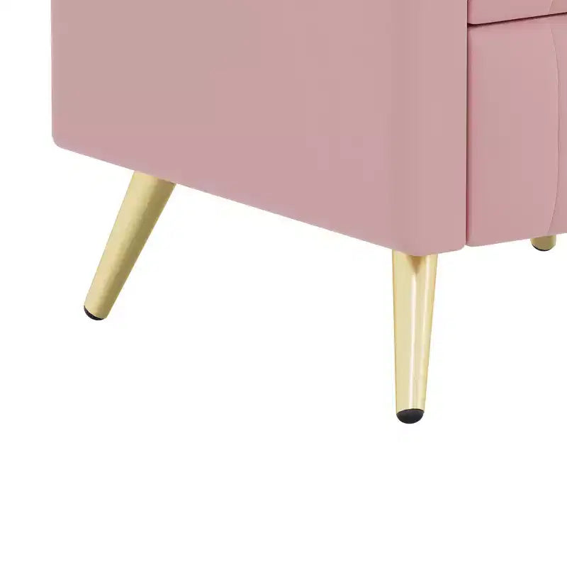 Comodino in Legno Elegante Whisen, Tavolino da Comodino Imbottito con 3 Cassetti e Gambe in Metallo, Maniglie e Piano di Lavoro con Adesivi Effetto Marmo