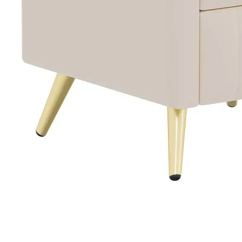 Comodino in Legno Elegante Whisen, Tavolino da Comodino Imbottito con 3 Cassetti e Gambe in Metallo, Maniglie e Piano di Lavoro con Adesivi Effetto Marmo