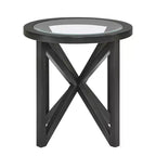 MAYEERTY Table Basse Ronde Moderne Simple en Verre, Table Basse en Verre Trempé avec Base en Bois Massif pour Salon Noir