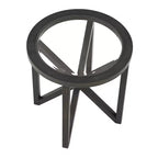 MAYEERTY Table Basse Ronde Moderne Simple en Verre, Table Basse en Verre Trempé avec Base en Bois Massif pour Salon Noir