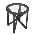 MAYEERTY Table Basse Ronde Moderne Simple en Verre, Table Basse en Verre Trempé avec Base en Bois Massif pour Salon Noir