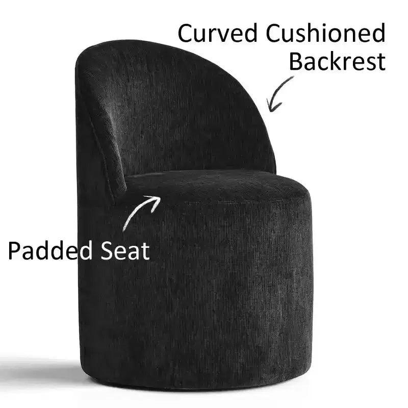 Set da Pranzo 7 Pezzi per Cucina, Tavolo Ovale Nero e Sedie a Botte in Ciniglia, Mobili Moderni per Sala da Pranzo - Panipeachy