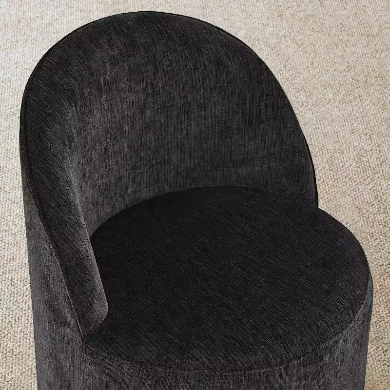 Set da Pranzo 7 Pezzi per Cucina, Tavolo Ovale Nero e Sedie a Botte in Ciniglia, Mobili Moderni per Sala da Pranzo - Panipeachy