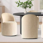 Set da Pranzo 7 Pezzi per Cucina, Tavolo Ovale Nero e Sedie a Botte in Ciniglia, Mobili Moderni per Sala da Pranzo - Panipeachy