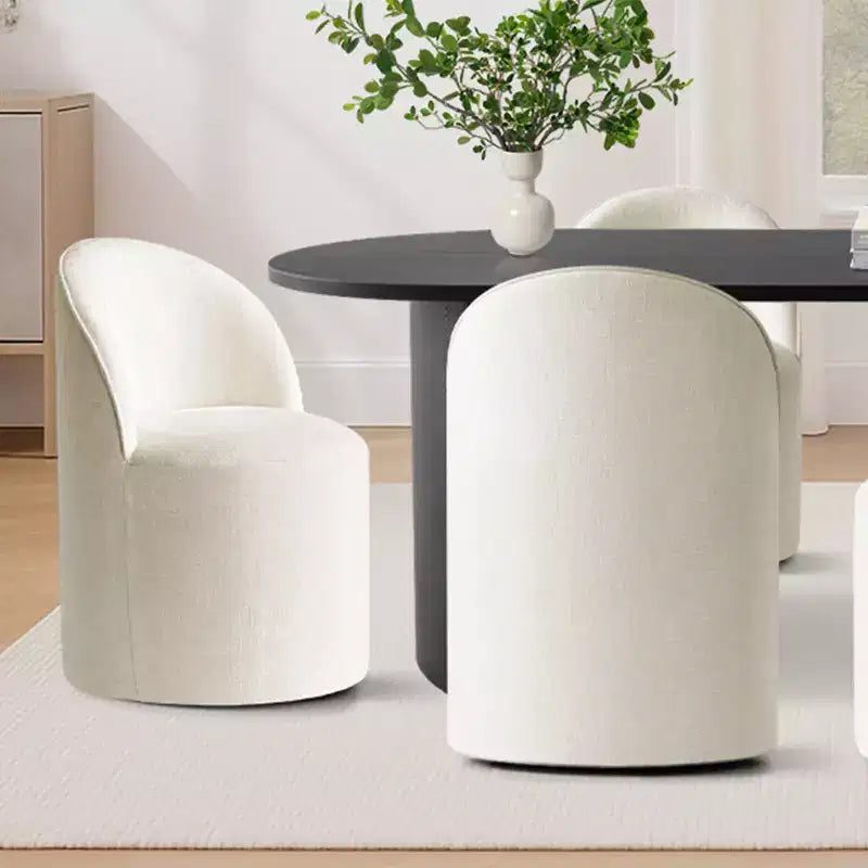 Set da Pranzo 7 Pezzi per Cucina, Tavolo Ovale Nero e Sedie a Botte in Ciniglia, Mobili Moderni per Sala da Pranzo - Panipeachy