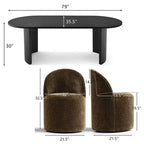 Set da Pranzo 7 Pezzi per Cucina, Tavolo Ovale Nero e Sedie a Botte in Ciniglia, Mobili Moderni per Sala da Pranzo - Panipeachy