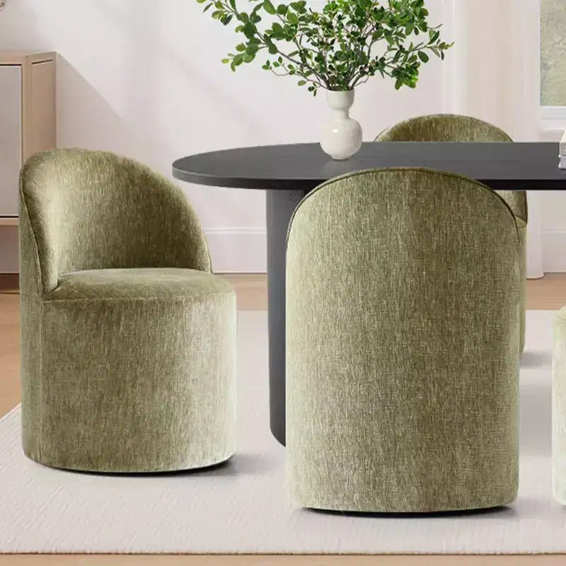 Set da Pranzo 7 Pezzi per Cucina, Tavolo Ovale Nero e Sedie a Botte in Ciniglia, Mobili Moderni per Sala da Pranzo - Panipeachy