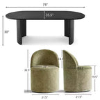 Set da Pranzo 7 Pezzi per Cucina, Tavolo Ovale Nero e Sedie a Botte in Ciniglia, Mobili Moderni per Sala da Pranzo - Panipeachy