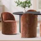 Set da Pranzo 7 Pezzi per Cucina, Tavolo Ovale Nero e Sedie a Botte in Ciniglia, Mobili Moderni per Sala da Pranzo - Panipeachy