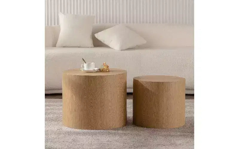 Set di 2 tavolini da caffè rotondi impilabili TUYOHW, tavolino centrale in MDF ecologico per soggiorno, tavolino moderno circolare in legno, tavolino d'appoggio