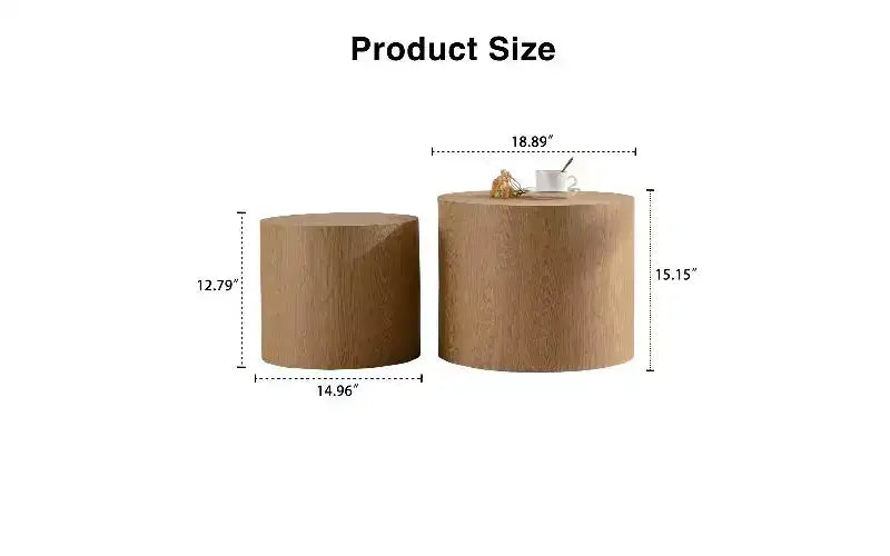 Set di 2 tavolini da caffè rotondi impilabili TUYOHW, tavolino centrale in MDF ecologico per soggiorno, tavolino moderno circolare in legno, tavolino d'appoggio