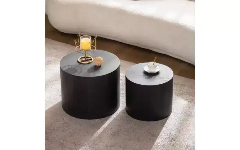 Set di 2 tavolini da caffè rotondi impilabili TUYOHW, tavolino centrale in MDF ecologico per soggiorno, tavolino moderno circolare in legno, tavolino d'appoggio