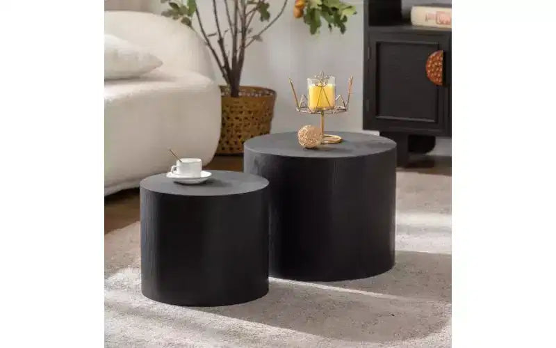 Set di 2 tavolini da caffè rotondi impilabili TUYOHW, tavolino centrale in MDF ecologico per soggiorno, tavolino moderno circolare in legno, tavolino d'appoggio