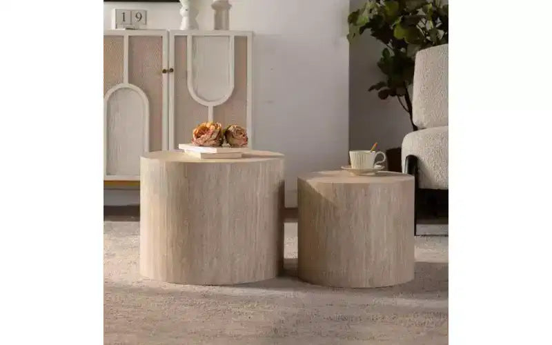 Set di 2 tavolini da caffè rotondi impilabili TUYOHW, tavolino centrale in MDF ecologico per soggiorno, tavolino moderno circolare in legno, tavolino d'appoggio