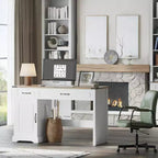 Bureau de direction 47 pouces avec tiroirs et armoire de rangement, bureau d'ordinateur rustique de style ferme, pour l'étude et le travail