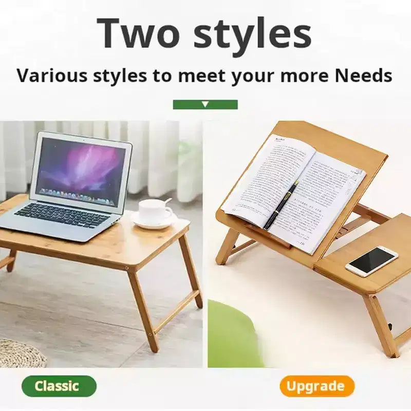Scrivania per Laptop da Letto, Tavolino da Letto con Gambe, Tavolo Portatile per Laptop Regolabile in Bambù da 17-23cm per Mangiare a Letto