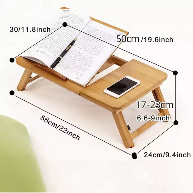 Scrivania per Laptop da Letto, Tavolino da Letto con Gambe, Tavolo Portatile per Laptop Regolabile in Bambù da 17-23cm per Mangiare a Letto