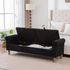 TUYOHW 65.7 Panca Contenitore Moderna con Gambe in Legno Massello, Panca da Fondo Letto con Braccioli Arrotondati, Seduta da Ingresso e Contenitore Giocattoli per Soggiorno, Camera da Letto