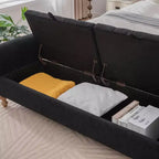 TUYOHW 65.7 Panca Contenitore Moderna con Gambe in Legno Massello, Panca da Fondo Letto con Braccioli Arrotondati, Seduta da Ingresso e Contenitore Giocattoli per Soggiorno, Camera da Letto