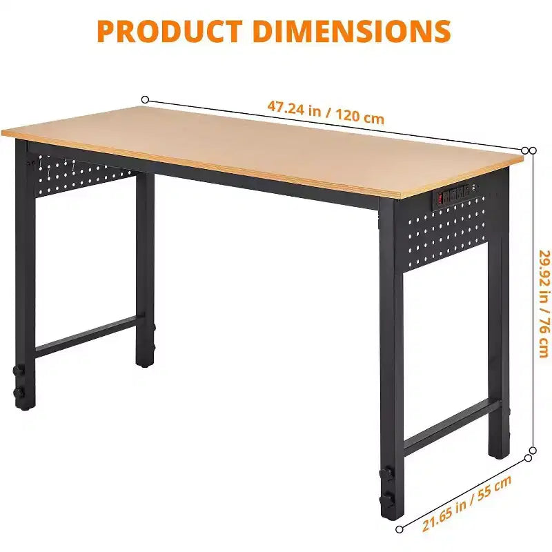 Établi de garage robuste de 2000 lb et 47 po réglable avec roulettes verrouillables - Établi portable avec 20 crochets