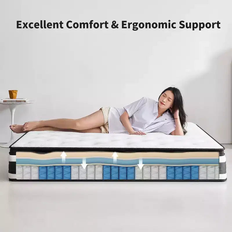 Materasso Ibrido Twin XL 30 cm, Copertura Traspirante e Fresca Certificata Oeko-Tex, Memory Foam e Molle Insacchettate Indipendenti, Supporto Medio Rigido