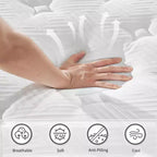 Materasso Ibrido Twin XL 30 cm, Copertura Traspirante e Fresca Certificata Oeko-Tex, Memory Foam e Molle Insacchettate Indipendenti, Supporto Medio Rigido