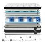 Materasso Ibrido Twin XL 30 cm, Copertura Traspirante e Fresca Certificata Oeko-Tex, Memory Foam e Molle Insacchettate Indipendenti, Supporto Medio Rigido