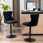 2 Sgabelli in velluto girevoli, altezza regolabile, schienale capitonné, imbottiti moderni per cucina, pub, sala da pranzo