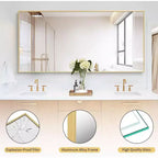 Specchio a figura intera 71x31 pollici, specchio verde senza rame, specchio da terra dorato per camera da letto, da parete, vetro di sicurezza