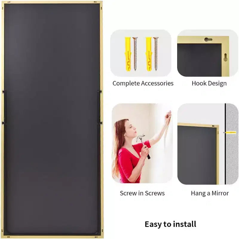 Specchio a figura intera 71x31 pollici, specchio verde senza rame, specchio da terra dorato per camera da letto, da parete, vetro di sicurezza