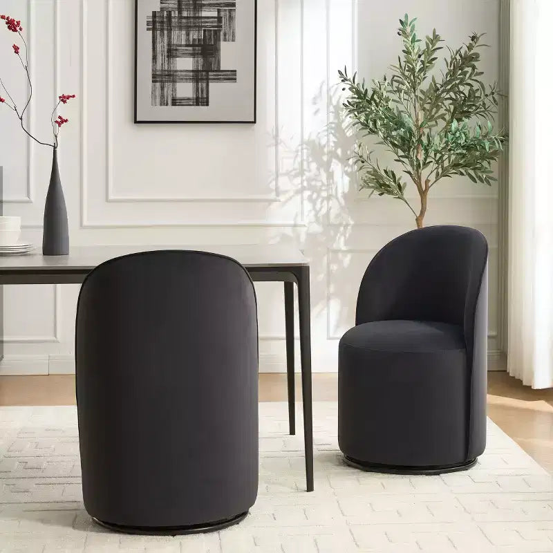 TUYOHW Fauteuil d'appoint pivotant en velours, moderne, sans accoudoirs, avec dossier rond, pour chambre à coucher, salon, cuisine