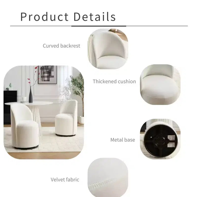TUYOHW Fauteuil d'appoint pivotant en velours, moderne, sans accoudoirs, avec dossier rond, pour chambre à coucher, salon, cuisine