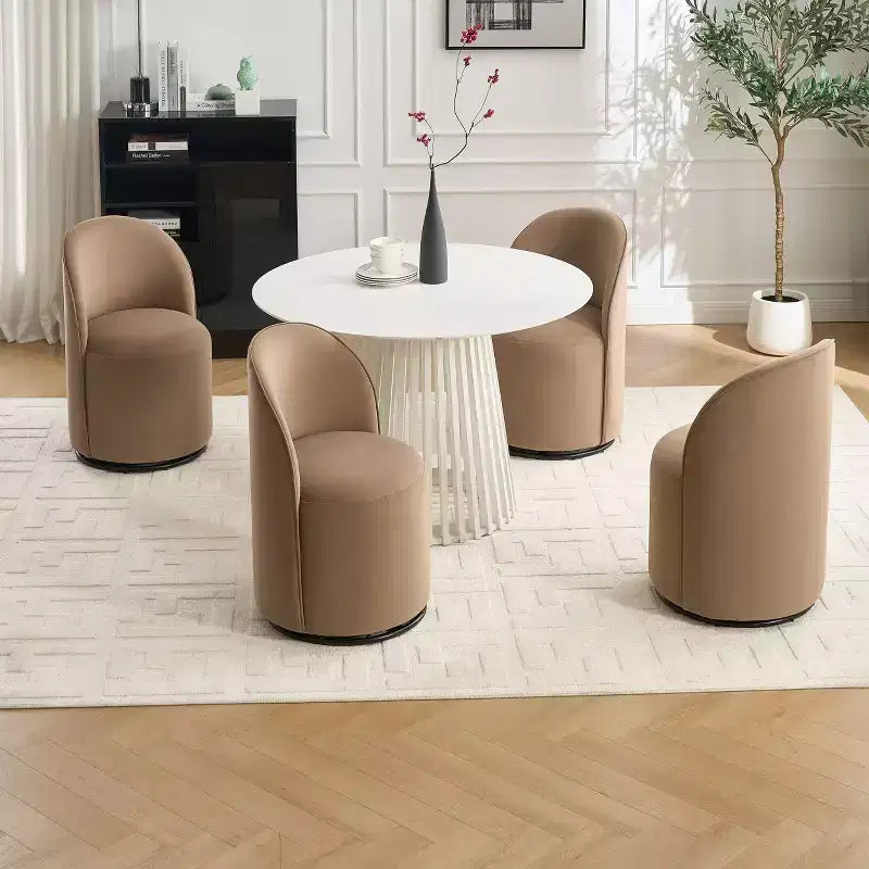 TUYOHW Fauteuil d'appoint pivotant en velours, moderne, sans accoudoirs, avec dossier rond, pour chambre à coucher, salon, cuisine