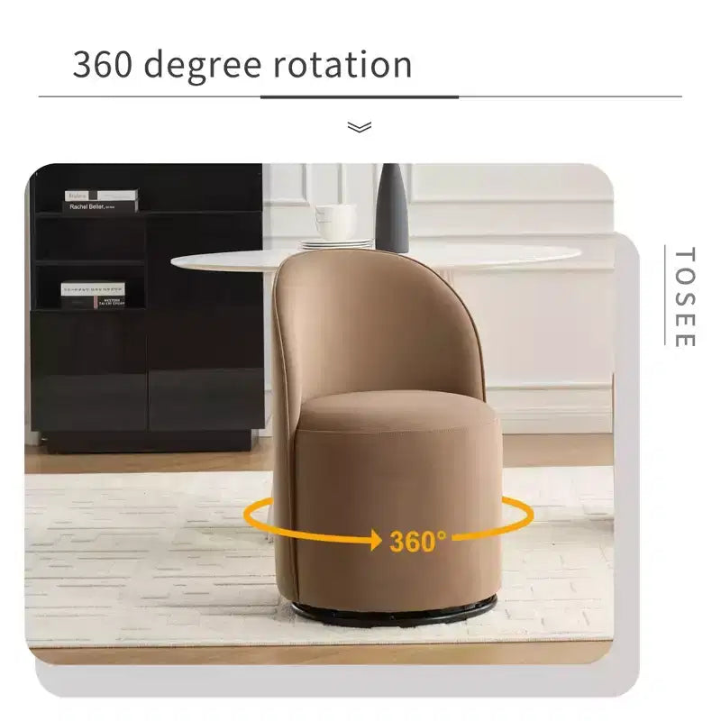 TUYOHW Fauteuil d'appoint pivotant en velours, moderne, sans accoudoirs, avec dossier rond, pour chambre à coucher, salon, cuisine