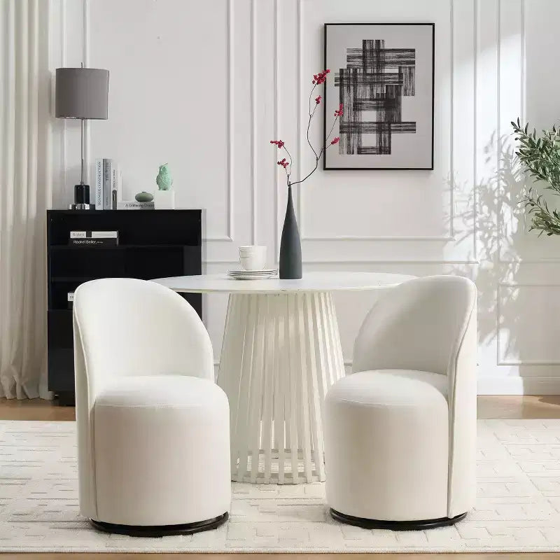 TUYOHW Swivel Barrel Accent Chair,Modern Velvet Armless Dining Chair with Round Back,Makeup Vanity Side Chair for Bedroom,Living Room,Kitchen
