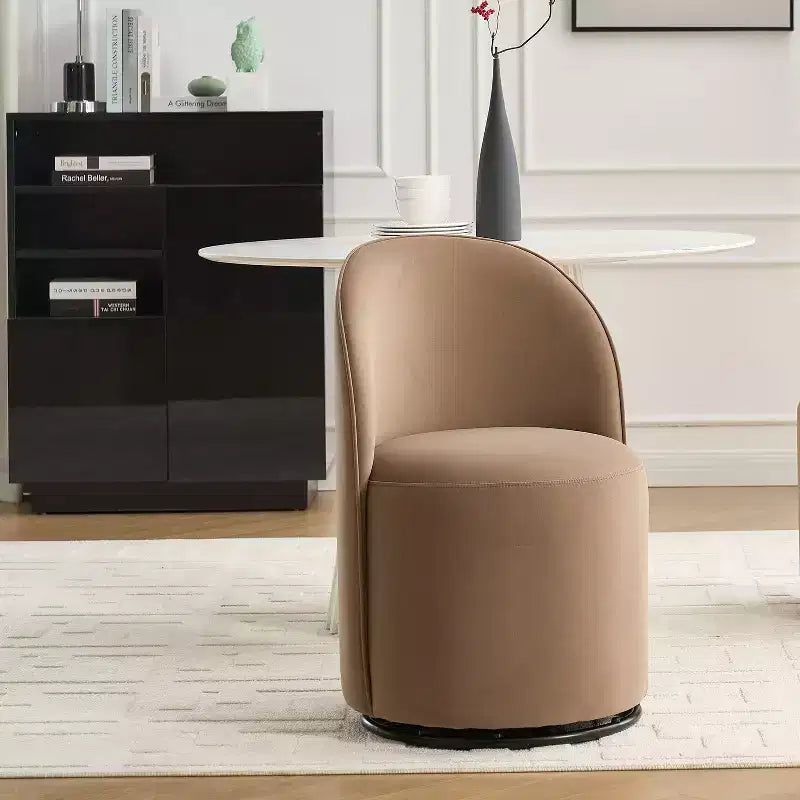 TUYOHW Fauteuil d'appoint pivotant en velours, moderne, sans accoudoirs, avec dossier rond, pour chambre à coucher, salon, cuisine