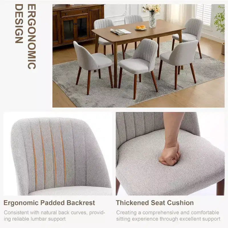 Ensemble de chaises de salle à manger modernes Acekool, cadre en bois massif et assise rembourrée, chaises de cuisine ou de salle à manger peu encombrantes