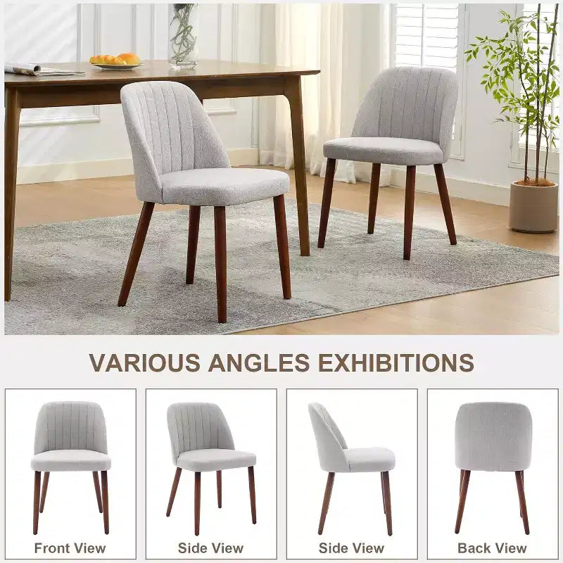 Ensemble de chaises de salle à manger modernes Acekool, cadre en bois massif et assise rembourrée, chaises de cuisine ou de salle à manger peu encombrantes