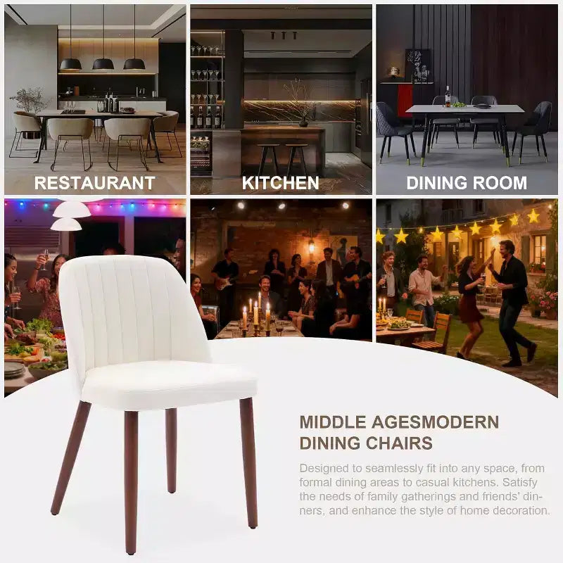Ensemble de chaises de salle à manger modernes Acekool, cadre en bois massif et assise rembourrée, chaises de cuisine ou de salle à manger peu encombrantes