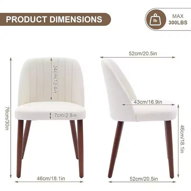 Ensemble de chaises de salle à manger modernes Acekool, cadre en bois massif et assise rembourrée, chaises de cuisine ou de salle à manger peu encombrantes