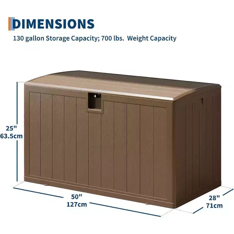 Acekool Baule Contenitore da Esterno da 492 Litri, Grande Cassa in Resina con Finitura Venata Legno, Organizer Impermeabile per Giardino, Prato e Bordo Piscina