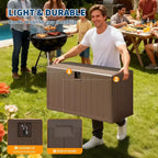 Acekool Baule Contenitore da Esterno da 492 Litri, Grande Cassa in Resina con Finitura Venata Legno, Organizer Impermeabile per Giardino, Prato e Bordo Piscina