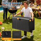 Acekool Baule Contenitore da Esterno da 492 Litri, Grande Cassa in Resina con Finitura Venata Legno, Organizer Impermeabile per Giardino, Prato e Bordo Piscina