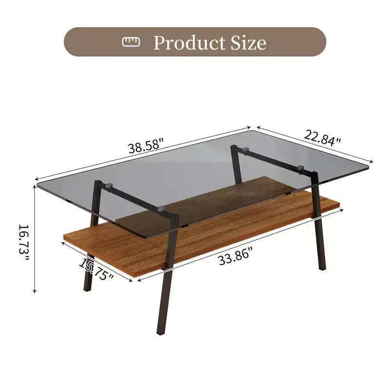 Tavolino rettangolare moderno Zeus & Ruta con piano in vetro temperato grigio e gambe in metallo nero