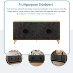 63 Mobile Credenza Boho, Mobile TV Nero con Ante Intagliate a Mandala Floreale - Panipeachy