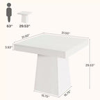 Tavolo da pranzo quadrato Lantine per 4 persone, tavolino da cucina piccolo da 80 cm con robusta base a piedistallo, tavolo da pranzo in stile rustico per sala da pranzo, cucina, bianco